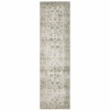 2' x 8' Grey Orange Blue Gold Green and Rust Oriental Printed Non Skid Runner Rug