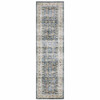 2' x 8' Blue Gold Rust Ivory and Olive Oriental Printed Non Skid Runner Rug