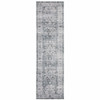 2' x 8' Gray and Ivory Oriental Printed Non Skid Runner Rug