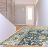 2' x 8' Blue and Ivory Oriental Printed Non Skid Runner Rug