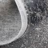 3' x 10' Gray Black and Silver Abstract Power Loom Distressed Runner Rug with Fringe
