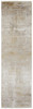 3' x 10' Taupe Ivory and Gold Abstract Runner Rug with Fringe