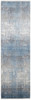 3' x 10' Blue Gray and Silver Abstract Power Loom Distressed Runner Rug with Fringe