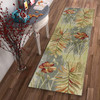 3' x 10' Green Blue Hand Tufted Tropical Plants Indoor Runner Rug