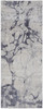 3' x 10' Ivory and Blue Abstract Power Loom Distressed Runner Rug