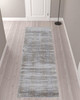 3' x 10' Taupe Silver and Tan Abstract Power Loom Runner Rug
