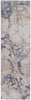 3' x 10' Tan and Blue Abstract Power Loom Distressed Runner Rug