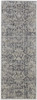 3' x 10' Ivory Gray and Taupe Abstract Power Loom Distressed Runner Rug with Fringe