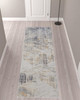 3' x 10' Tan Ivory and Gray Abstract Power Loom Distressed Runner Rug