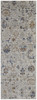 3' x 10' Ivory Orange & Blue Floral Power Loom Distressed Runner Rug with Fringe