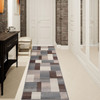 3' x 10' Grey Patchwork Stain Resistant Runner Rug