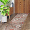 3' x 10' Rust and Gray Floral Stain Resistant Runner Rug