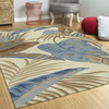 3' x 4' Ivory or Blue Leaves Wool Area Rug