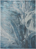 3' x 5' Silver or Blue Abstract Brushstrokes Area Rug