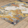 3' x 5' Yellow Gold Blue Grey Brown & Beige Abstract Power Loom Stain Resistant Area Rug