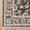 3' x 5' Grey & Ivory Oriental Power Loom Stain Resistant Area Rug with Fringe