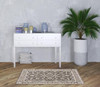3' x 5' Grey & Ivory Oriental Power Loom Stain Resistant Area Rug with Fringe