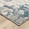 3' x 5' Blue Beige and Teal Abstract Power Loom Stain Resistant Area Rug