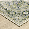 3' x 5' Ivory Blue Teal Grey and Olive Green Oriental Power Loom Stain Resistant Area Rug