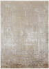 3' x 5' Taupe Ivory and Gold Abstract Power Loom Distressed Area Rug with Fringe