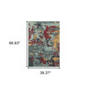 3' x 5' Blue and Red Abstract Power Loom Stain Resistant Area Rug