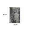 3' x 5' Navy and Blue Abstract Power Loom Stain Resistant Area Rug