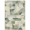 3' x 5' Blue Green Grey Gold and Ivory Geometric Power Loom Stain Resistant Area Rug