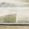 3' x 5' Blue Green Grey Gold and Ivory Geometric Power Loom Stain Resistant Area Rug