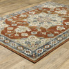 3' x 5' Rust Beige Teal Blue and Gold Oriental Power Loom Stain Resistant Area Rug
