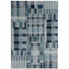 3' x 5' Blue Geometric Power Loom Stain Resistant Area Rug