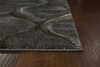 3' x 5' Charcoal Machine Woven Ogee Indoor Area Rug