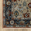3' x 5' Blue Beige Tan Brown Gold and Rust Red Oriental Power Loom Area Rug with Fringe