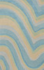3' x 5' Ocean Blue Beige Hand Tufted Abstract Waves Indoor Area Rug