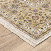 3' x 5' Ivory & Gold Oriental Power Loom Stain Resistant Area Rug with Fringe