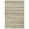 3' x 5' Ivory Blue Green Red and Gold Geometric Power Loom Stain Resistant Area Rug