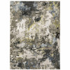 3' x 5' Grey Green Gold Blue and Beige Abstract Power Loom Stain Resistant Area Rug