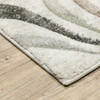 3' x 5' Beige Grey Brown Sage Pale Blue Tan and Charcoal Abstract Power Loom Area Rug