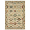 3' x 5' Beige Pale Blue Rust Gold Tan Brown & Orange Oriental Power Loom Area Rug