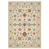 3' x 5' Ivory Salmon Pink Gold Blues Grey Rust and Green Oriental Power Loom Area Rug