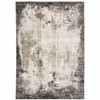 3' x 5' Grey Ivory Charcoal Tan Black and Beige Abstract Power Loom Area Rug