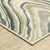 3' x 5' Ivory Blue and Beige Abstract Power Loom Stain Resistant Area Rug