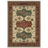 3' x 5' Brick Red Orange Rust Beige Gold Pale Blue Olive Navy & Black Oriental Power Loom Rug