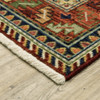 3' x 5' Brick Red Orange Rust Beige Gold Pale Blue Olive Navy & Black Oriental Power Loom Rug