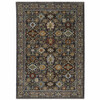 3' x 5' Blue Red Beige Orange Green and Rust Oriental Power Loom Area Rug with Fringe