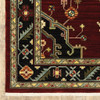 3' x 5' Red Black Beige and Blue Oriental Power Loom Stain Resistant Area Rug with Fringe