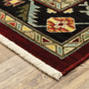 3' x 5' Red Black Beige and Blue Oriental Power Loom Stain Resistant Area Rug with Fringe