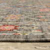3' x 5' Grey Salmon Pink Gold Blue Rust Deep Blue Ivory & Green Oriental Power Loom Rug