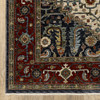 3' x 5' Ivory Beige Red Blue Gold Green and Navy Oriental Power Loom Area Rug with Fringe