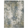 3' x 5' Blue Grey Green and Beige Abstract Power Loom Stain Resistant Area Rug