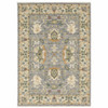 3' x 5' Grey Ivory Orange Teal Green Charcoal Blue and Red Oriental Power Loom Area Rug